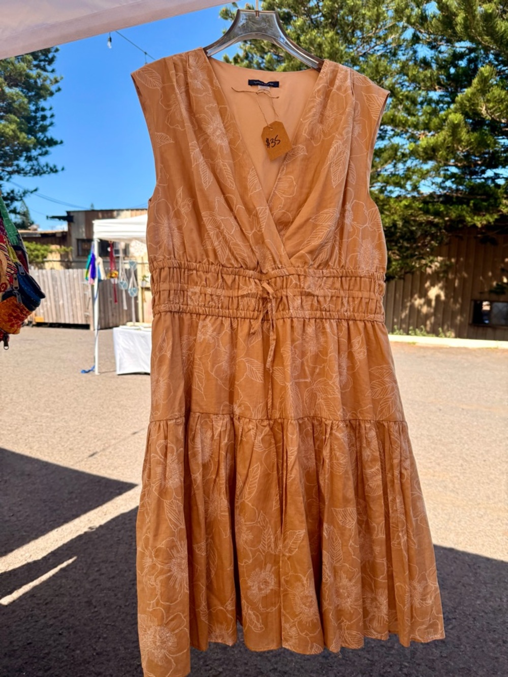 Tommy Hilfiger Rust Tan Floral Sleeveless Midi Dress